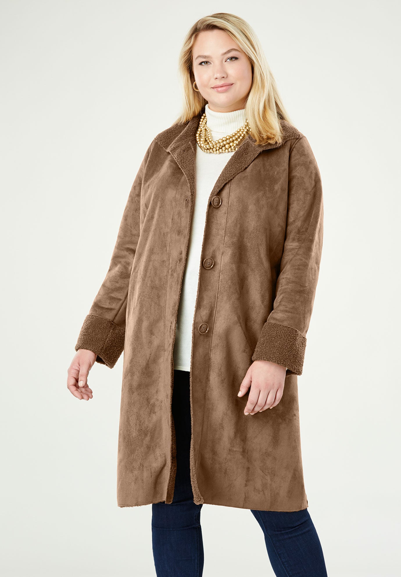 plus size shearling coat