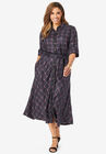 Rayon Shirt Dress, RASPBERRY GRID PLAID, hi-res image number null