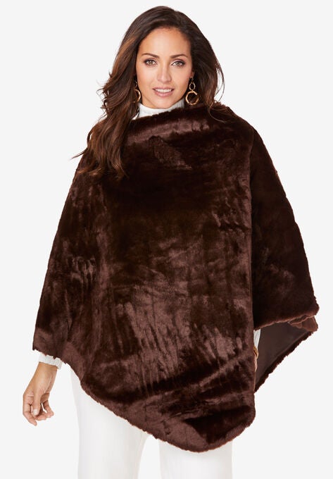 Faux Fur Poncho, MINK, hi-res image number null