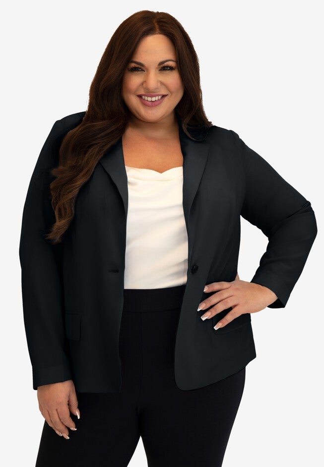 Crepe Blazer, BLACK, hi-res image number null