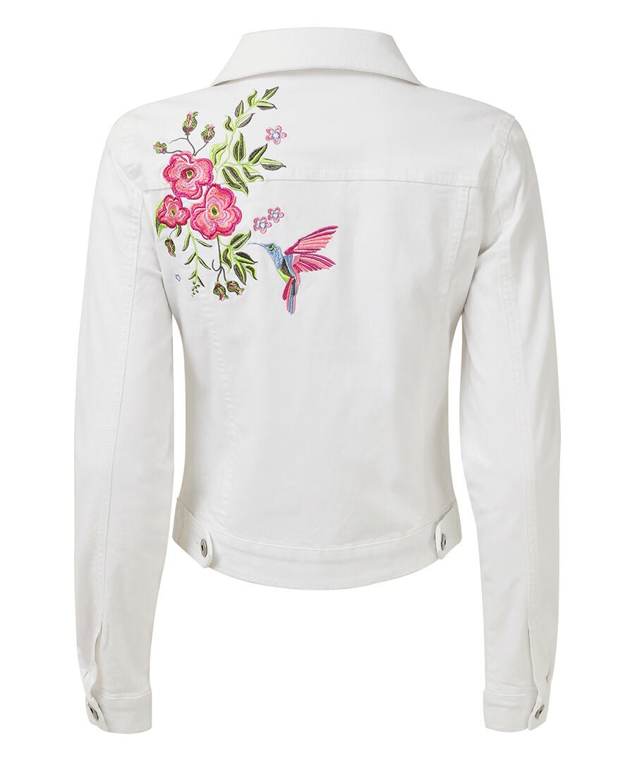 Embroidered Denim Jacket, FLORAL EMBROIDERY, alternate image number 4