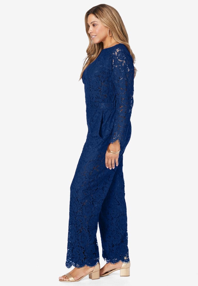 Wide Leg Lace Jumpsuit, , alternate image number 2