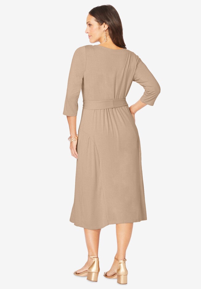Button Boatneck Midi Dress, , on-hover image number 1