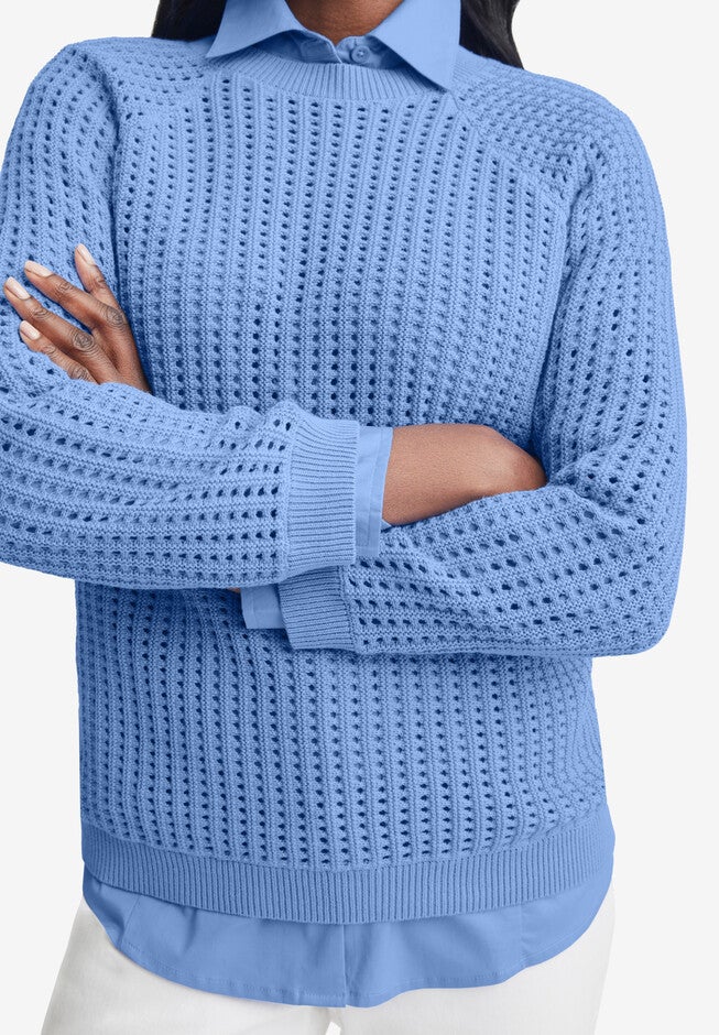 Pointelle Crewneck Sweater, , on-hover image number null