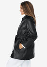 Cinched Waist Leather Jacket, , alternate image number null