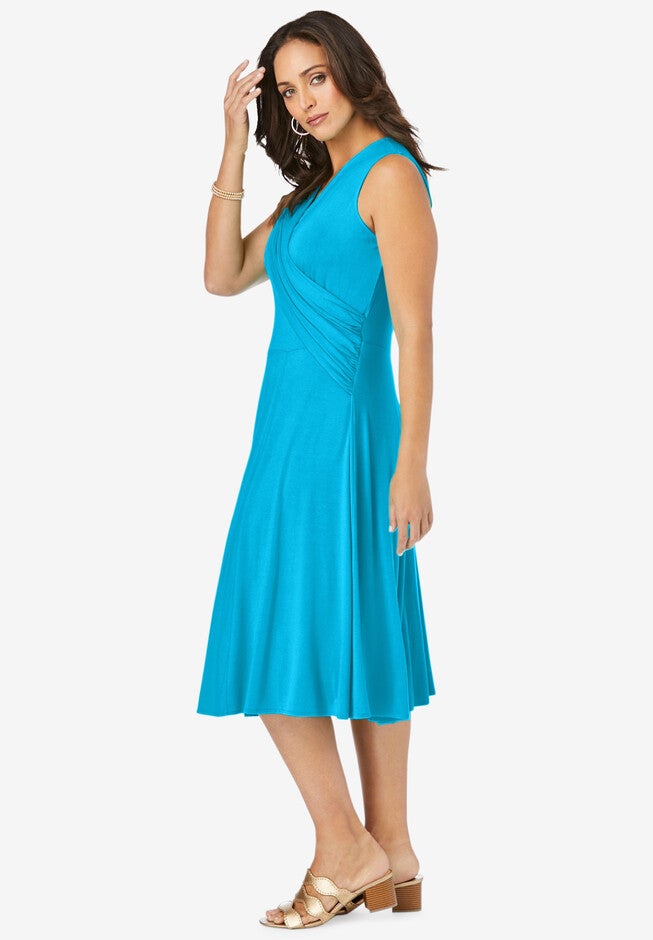 Stretch Knit Drape-Over Dress, , alternate image number null