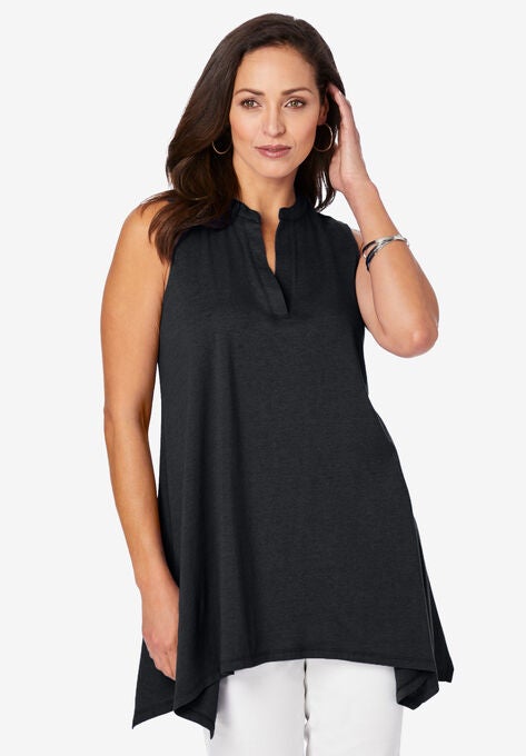 Shark Bite Hem Tunic, BLACK, hi-res image number null