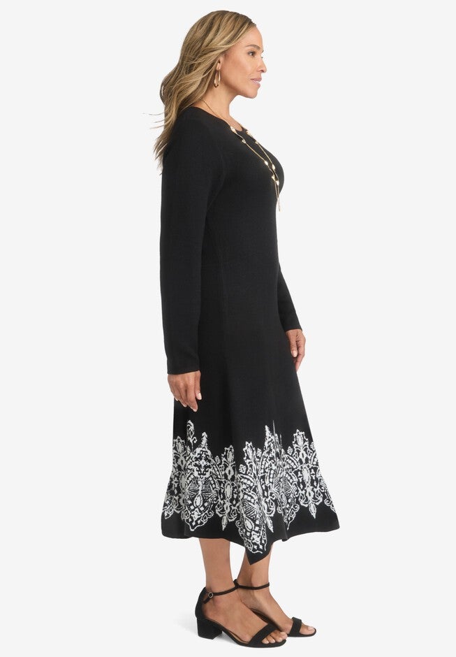 Jacquard Sweater Dress, , alternate image number 2