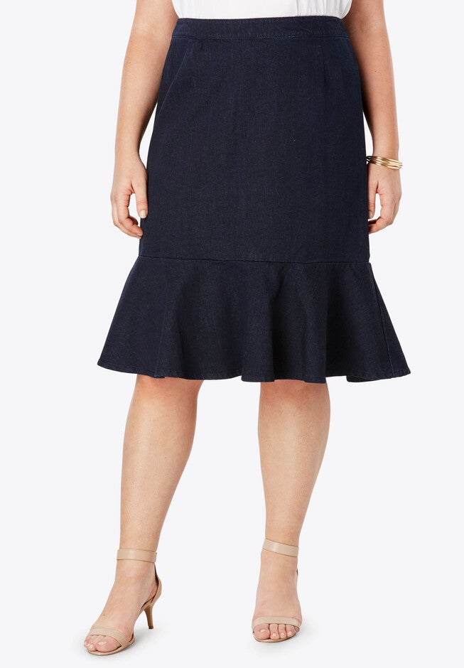Refined Denim Flounce Skirt, , alternate image number null