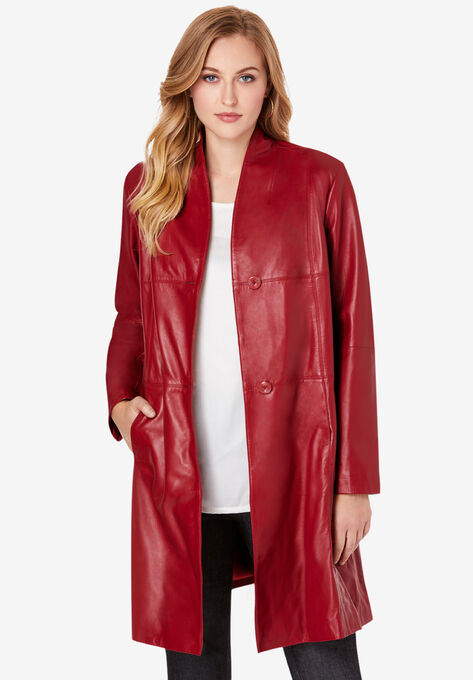 Leather Swing Coat, CLASSIC RED, hi-res image number null