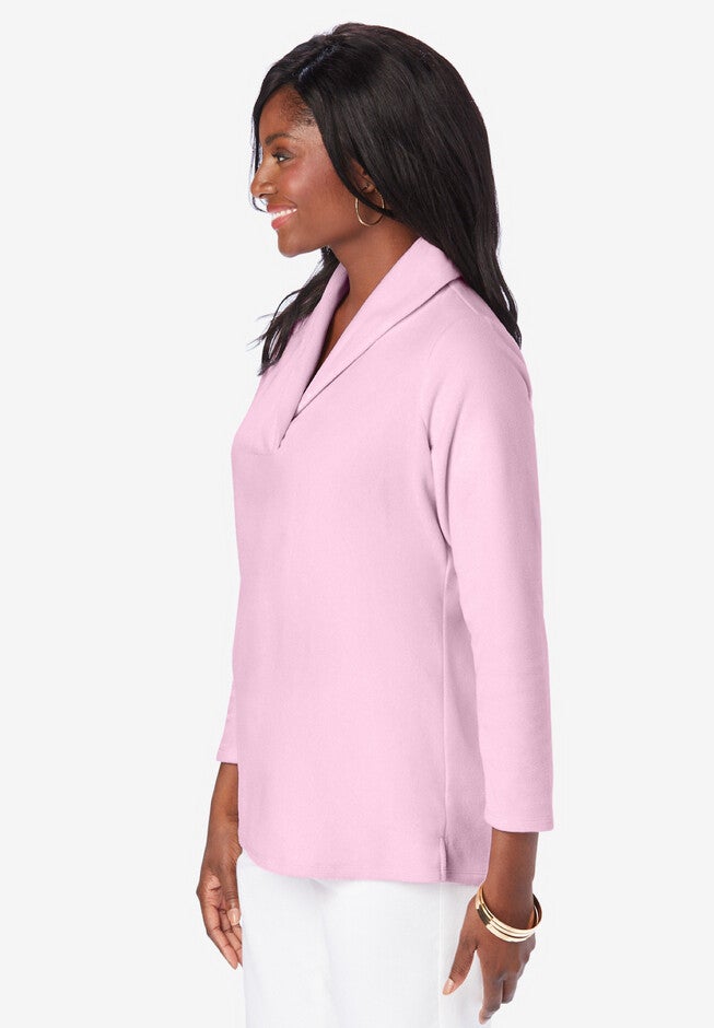 Shawl Collar Micro Fleece Top, , alternate image number 2