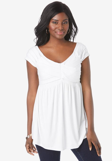 Cold Shoulder Pleat Tunic, , alternate image number null