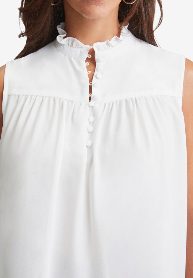 Sleeveless Button-Front Blouse, , alternate image number null