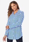 Boyfriend Shirt Tunic, DARK SAPPHIRE SIMPLE CHEVRON, hi-res image number null