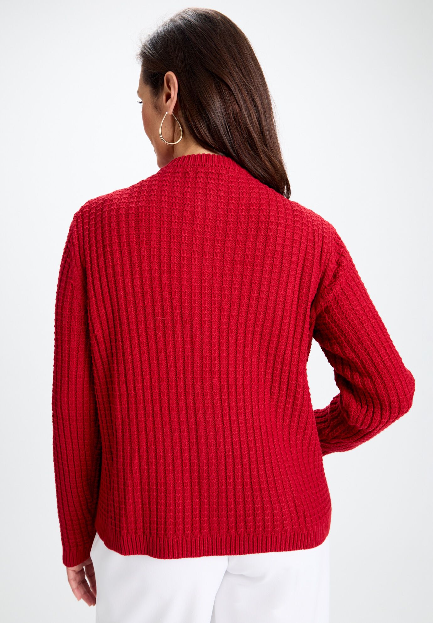 Boxy Stitch Cardigan, CLASSIC RED, on-hover image number 1
