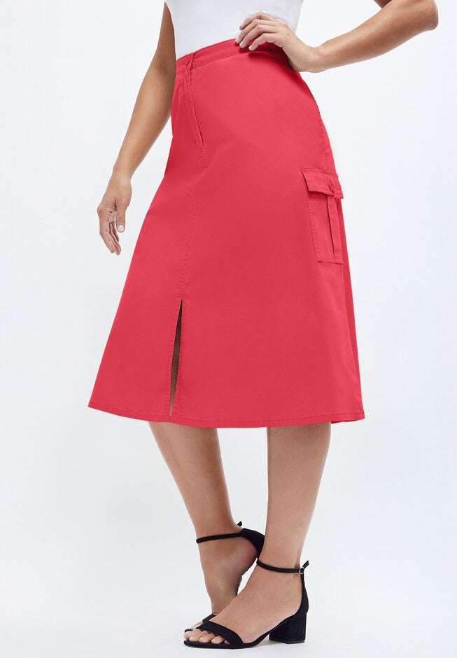 Stretch Cotton Chino Utility Skirt, , alternate image number 3