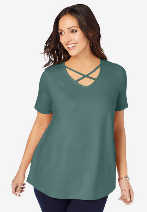 Crisscross Strap Tee, NEW SAGE, hi-res image number null