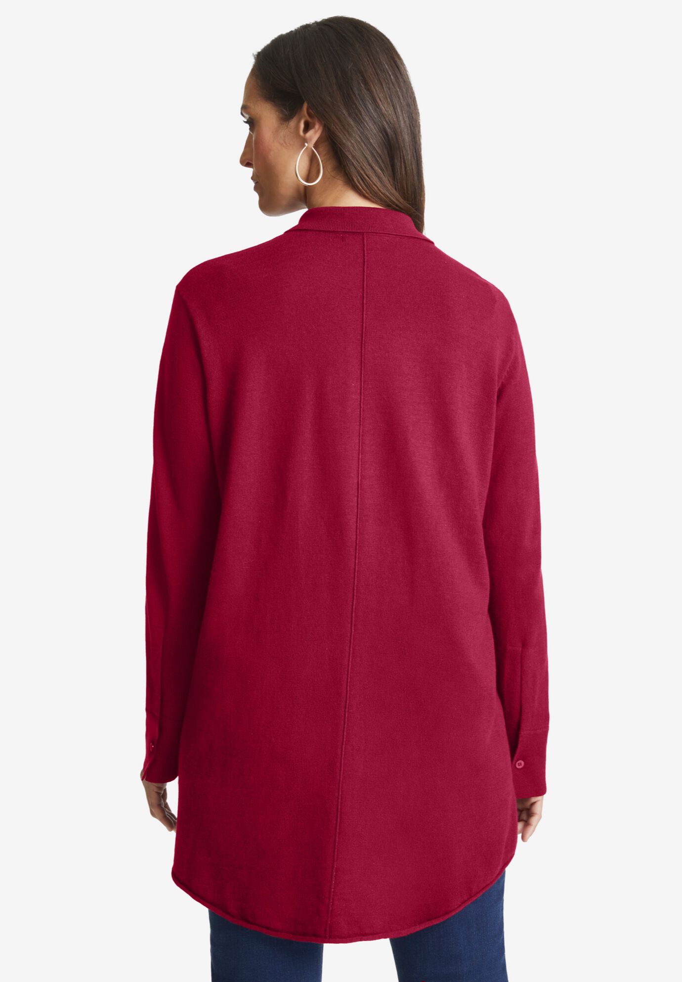 Cotton Cashmere Big Shirt, BLACK, on-hover image number 1