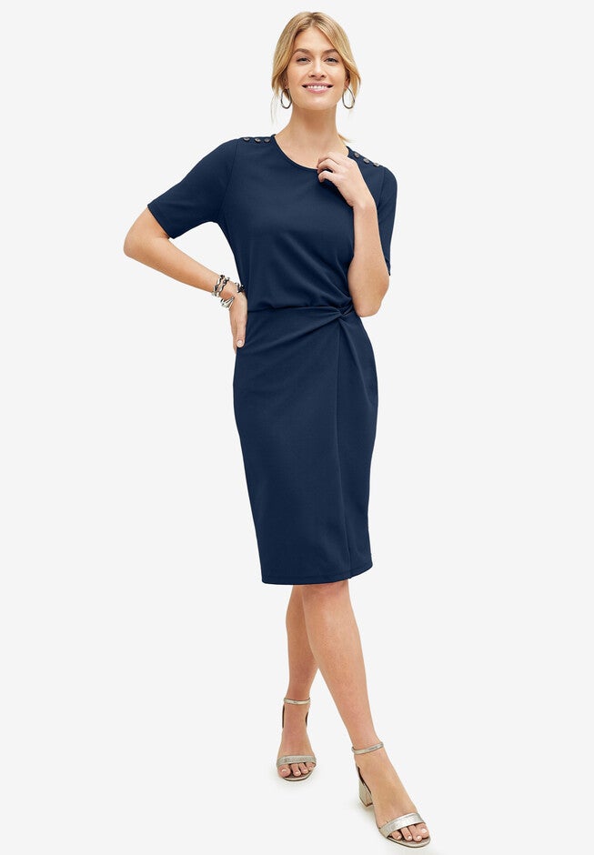 Crepe Button Shoulder Top, , alternate image number 4