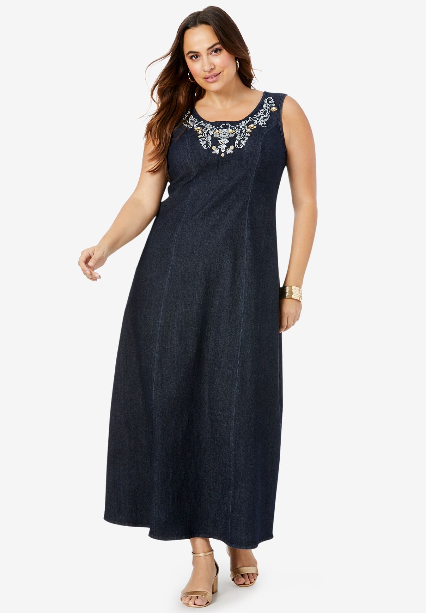 plus size denim maxi dress