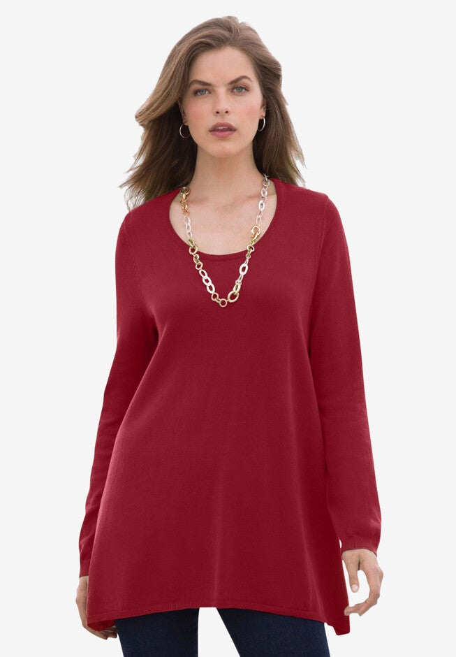 Fine Gauge Tunic, RICH BURGUNDY, hi-res image number 0