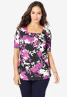 Square Neck Tee, PURPLE SHADOW FLORAL, hi-res image number null