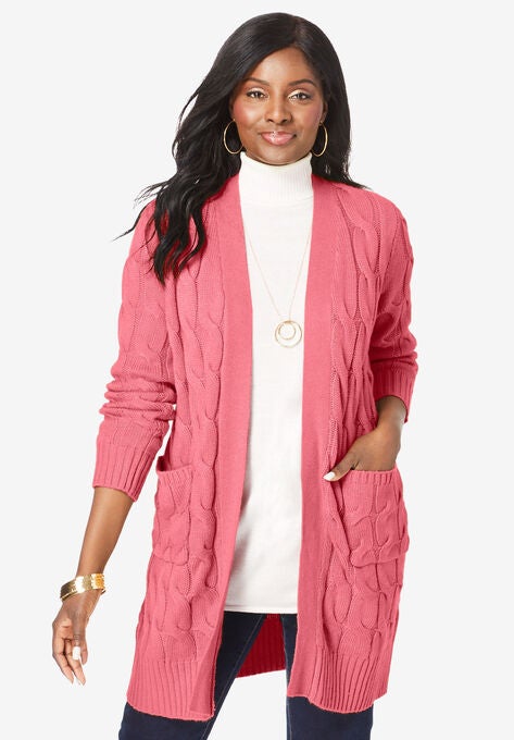 Cable Duster Sweater, TEA ROSE, hi-res image number null