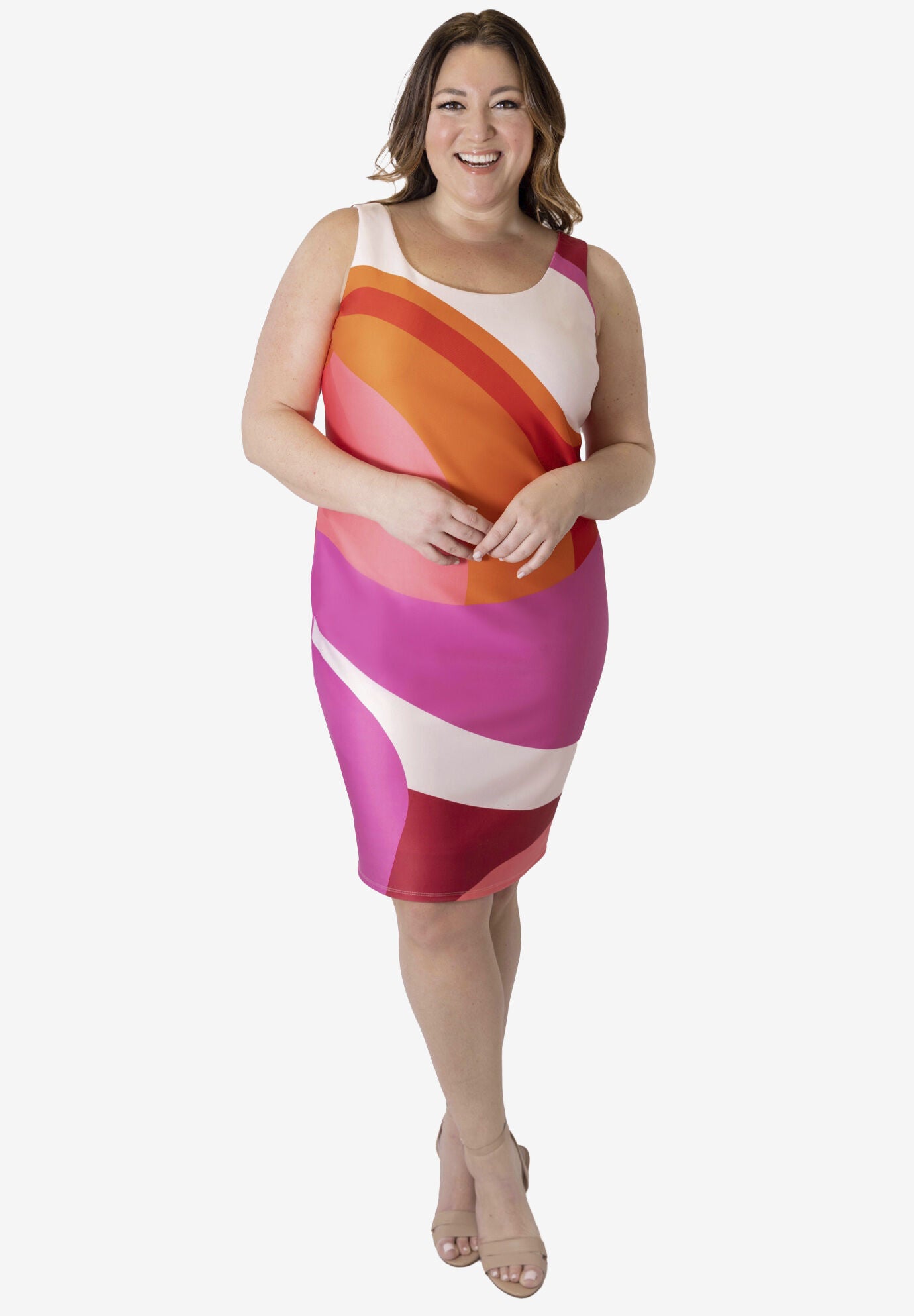 Scuba Sheath Dress, PINK, hi-res image number 0