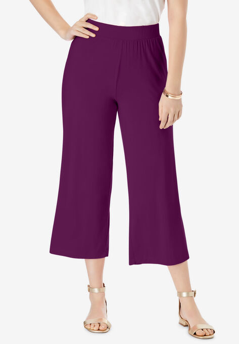 Everyday Knit Wide-Leg Crop Pant, PURPLE TULIP, hi-res image number null