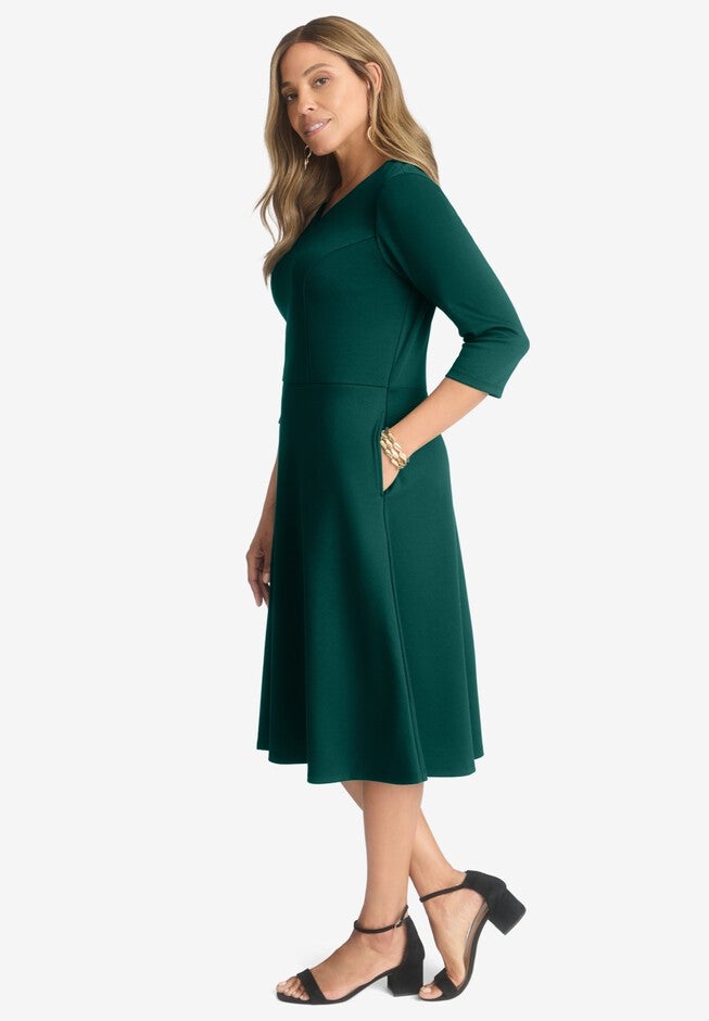 SWEETHEART NECKLINE PONTE DRESS, , alternate image number null