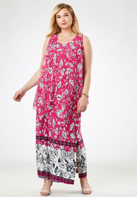 Travel Knit Maxi Dress Vest Set Plus Size Casual Dresses
