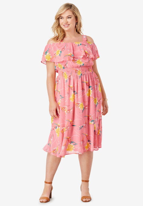 Flounce Hem Midi Dress Plus Size Casual Dresses Fullbeauty