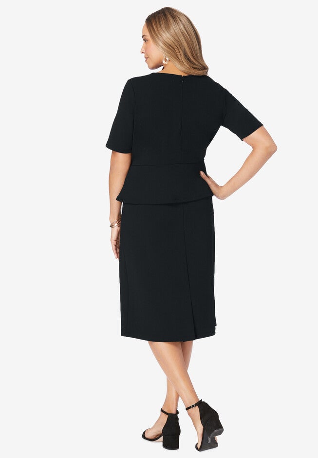 Peplum Stretch Crepe Dress, , on-hover image number null