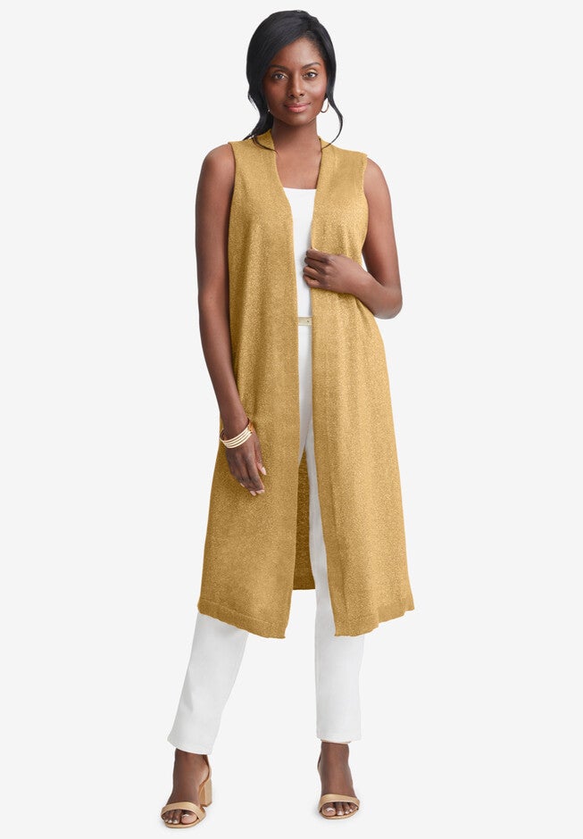 Sleeveless Metallic Duster, BRONZE, hi-res image number null
