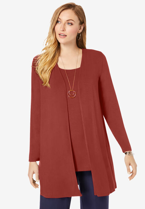 Open-Front Cardigan, RED OCHRE, hi-res image number null