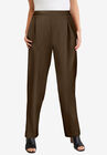 Stretch Knit Crepe Straight Leg Pants, CHOCOLATE, hi-res image number null