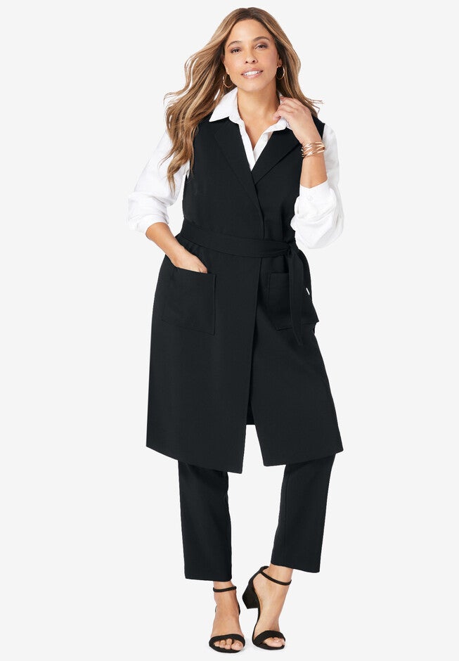 Bi-Stretch Tie-Front Gilet, , alternate image number null