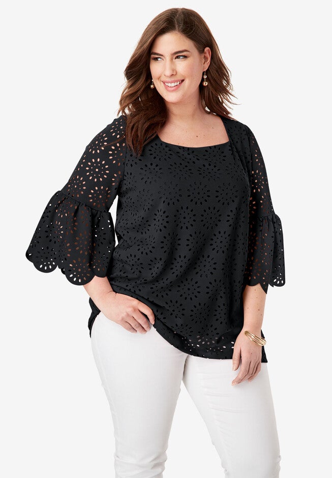 Laser Cut Tunic, BLACK, hi-res image number null