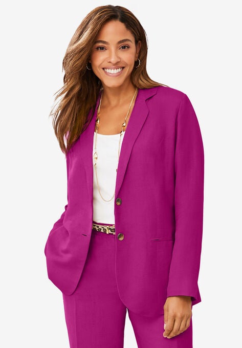 Linen Blazer, BERRY PINK, hi-res image number null