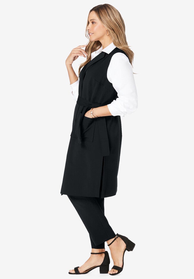 Bi-Stretch Tie-Front Gilet, , alternate image number null