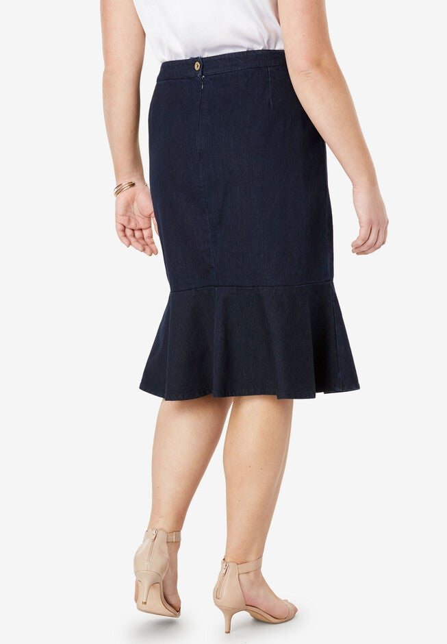 Refined Denim Flounce Skirt, , on-hover image number null