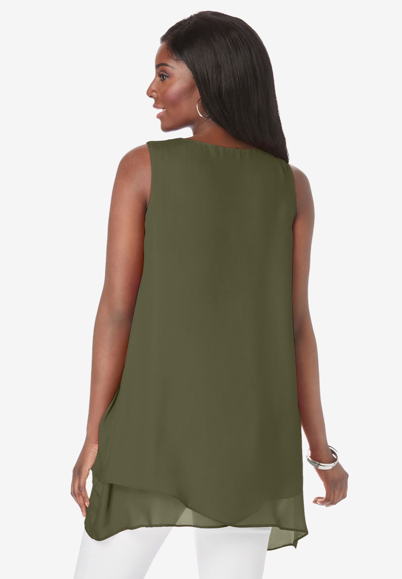 Crinkled Tunic, DARK OLIVE GREEN, on-hover image number 1