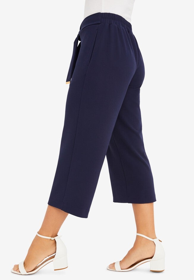 Knit Crepe Wide-Leg Crop Pant, , alternate image number 2