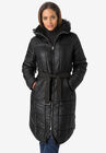 Belted Puffer Jacket, BLACK, hi-res image number null