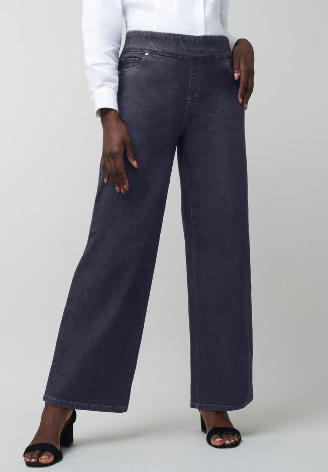 Comfort Waist Stretch Denim Wide Leg Jean, , alternate image number null