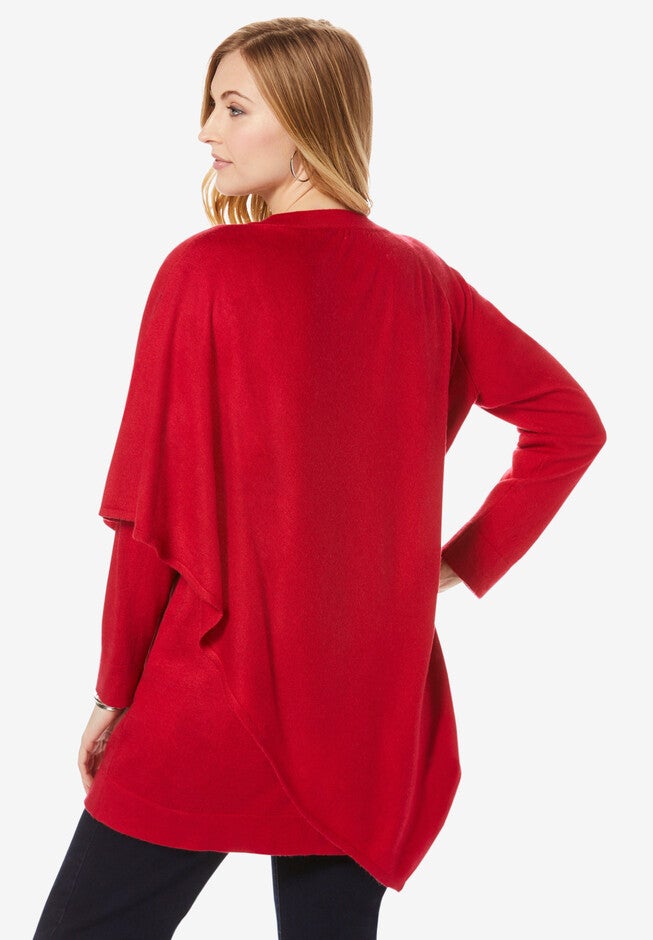 V-Neck Layered Poncho, , on-hover image number 1