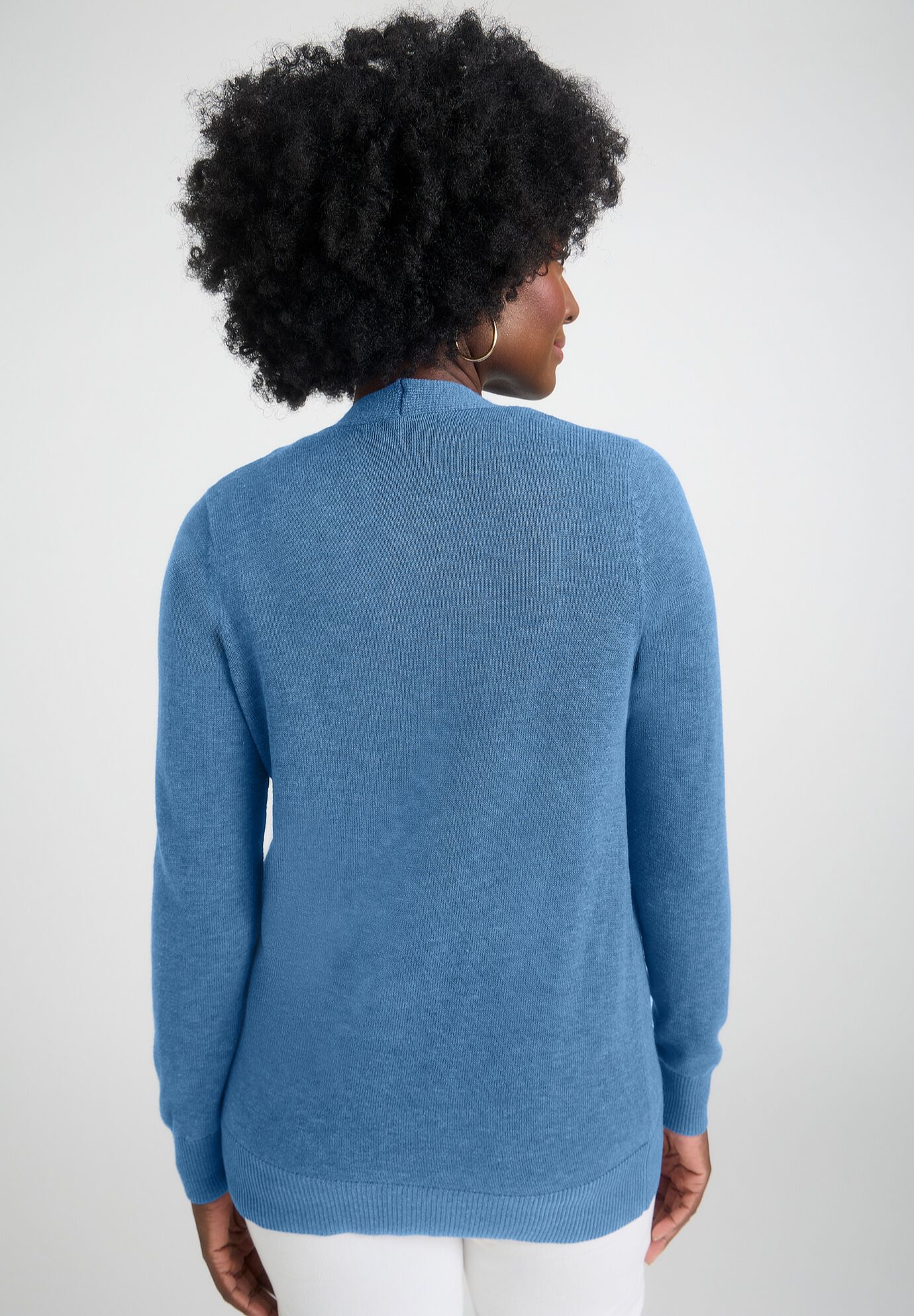 Button Front Cashmere Cardigan, DUSTY INDIGO, alternate image number 2
