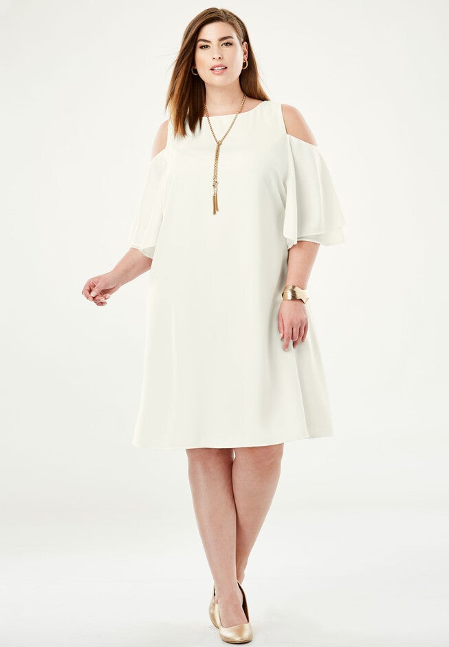 Cold Shoulder Dress, IVORY, hi-res image number null
