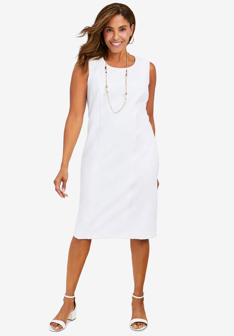 Bi-Stretch Sheath Dress, WHITE, hi-res image number null