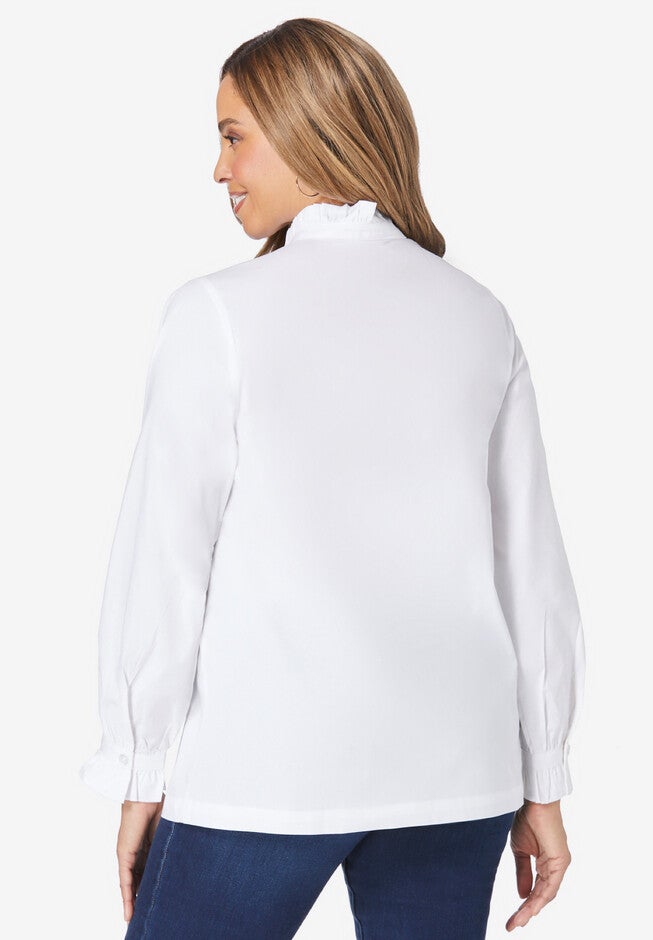 Stretch Cotton Poplin Neck Shirt, , on-hover image number null